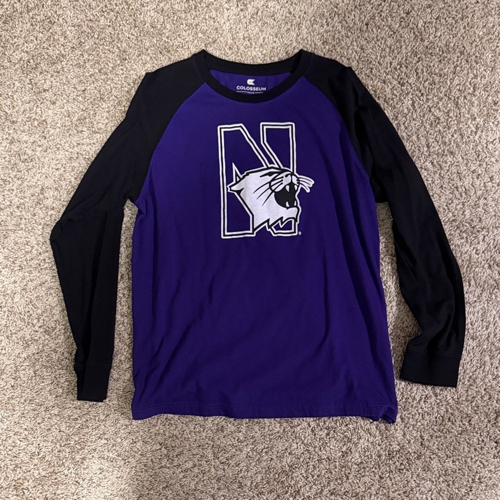 Colosseum Northwestern Wildcats Purple and Black Graphic Baseball Tee